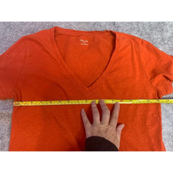Madewell Whisper Cotton V Neck Tee in Orange, Women’s Size Small, T Shirt - Picture 6 of 10